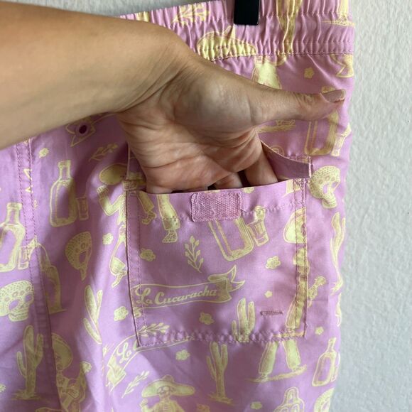 NIKBEN La Cucaracha Dusty Pink Yellow Swim Trunk Shorts Mens Medium - Picture 6 of 6